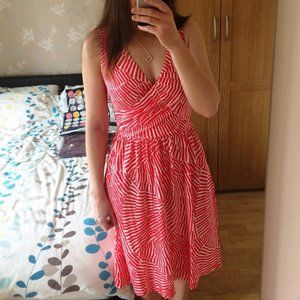 Boden Pink Pretty Ruched Wrap Dress with pockets